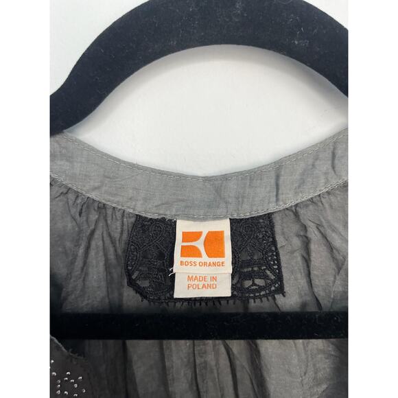 Boss Orange Gray Dress Women 6 Pleated Sheer Cap Sleeve Embellished‎ Waist - Picture 3 of 10